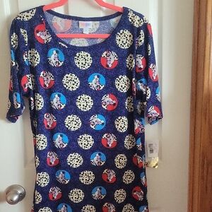 Disney LuLaRoe Navy and Red Cruella Gigi Style Shirt